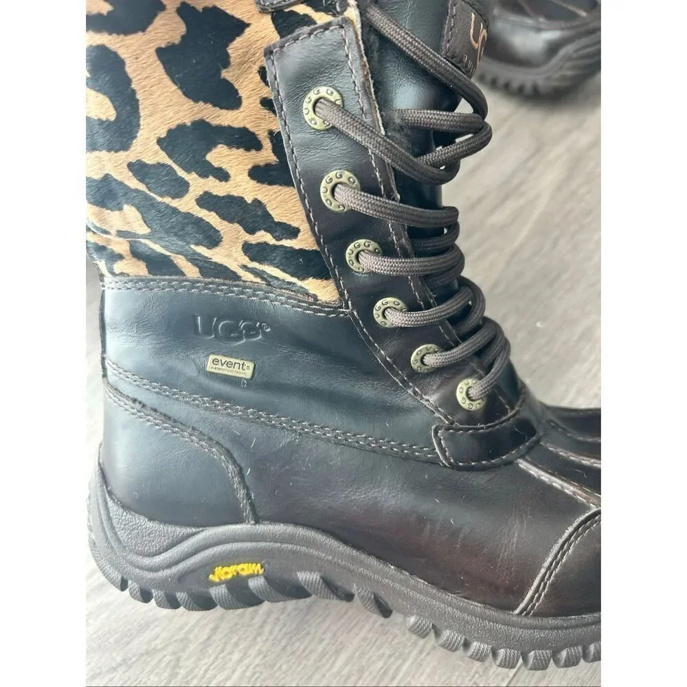 UGG Boots Womens Size 6 Adirondack Leopard Brown Rare Unique Animal Print